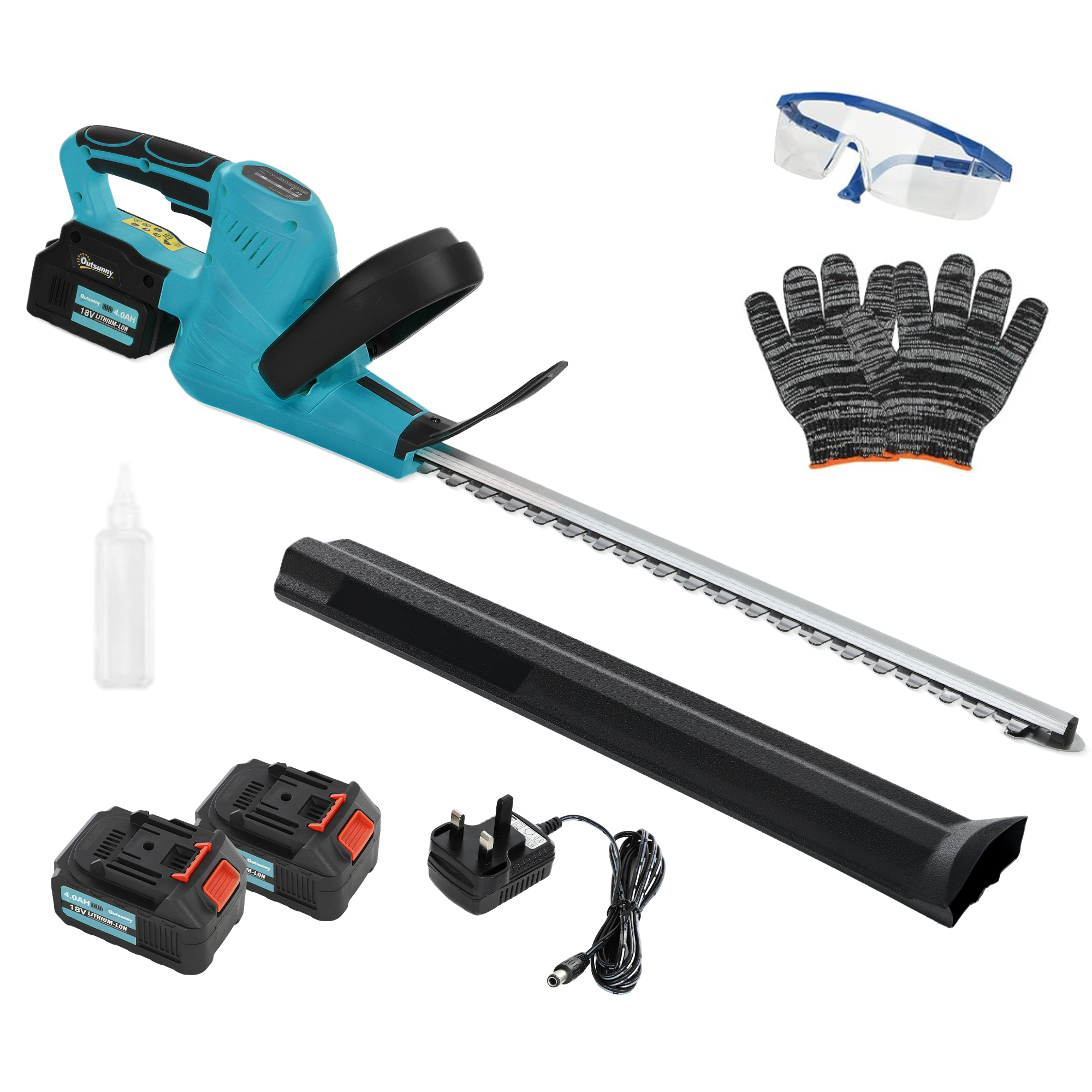 SUNVISTA Cordless Hedge Trimmer Electric Hedge Cutter Blue - Life Essentials