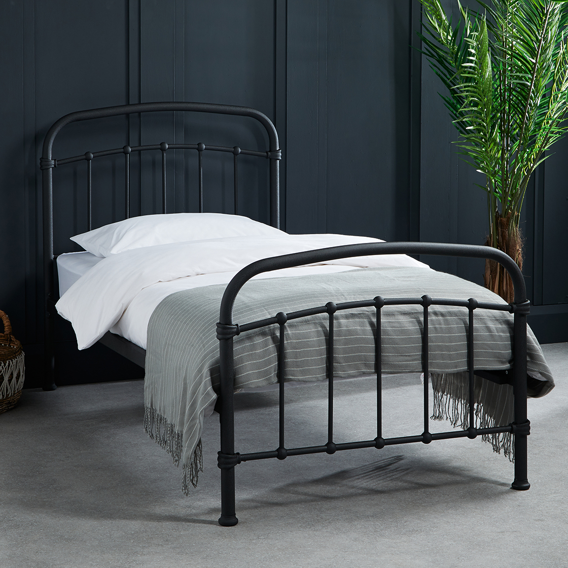 Halston Black Industrial Chic Style Bed - Single 3ft - Leeds Plywood