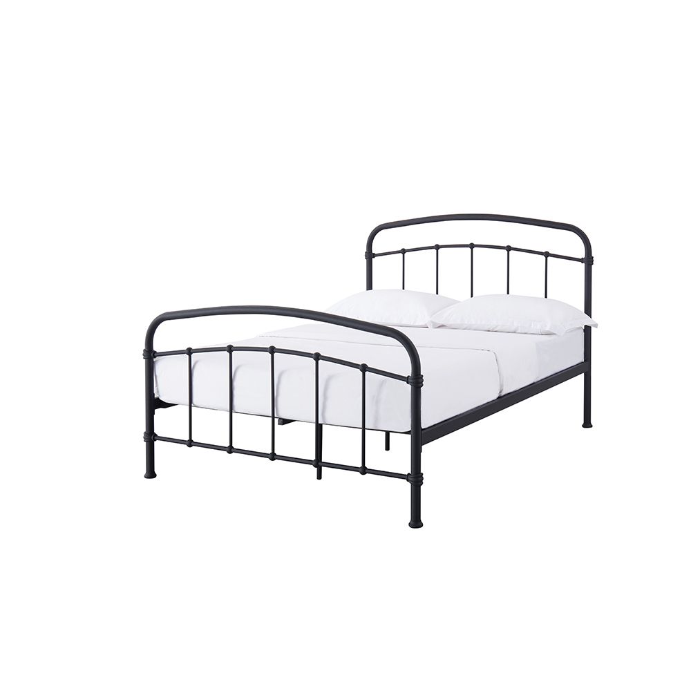 Halston Black Industrial Chic Style Bed - Standard Double 4ft6 - Leeds Plywood