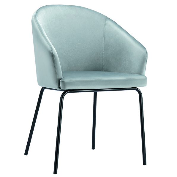 Bristol Luxurious Grey Velvet Dining Chair Set with Black Metal Legs - 2 Piece - Sigrid Mills