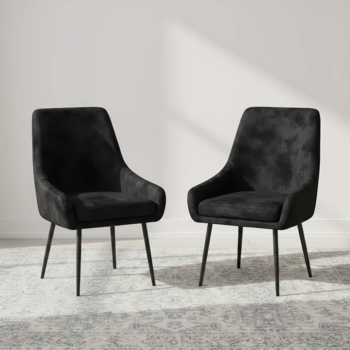 Decadent Dining Hove Velvet Chairs with Black Legs - Pair - Sigrid Mills