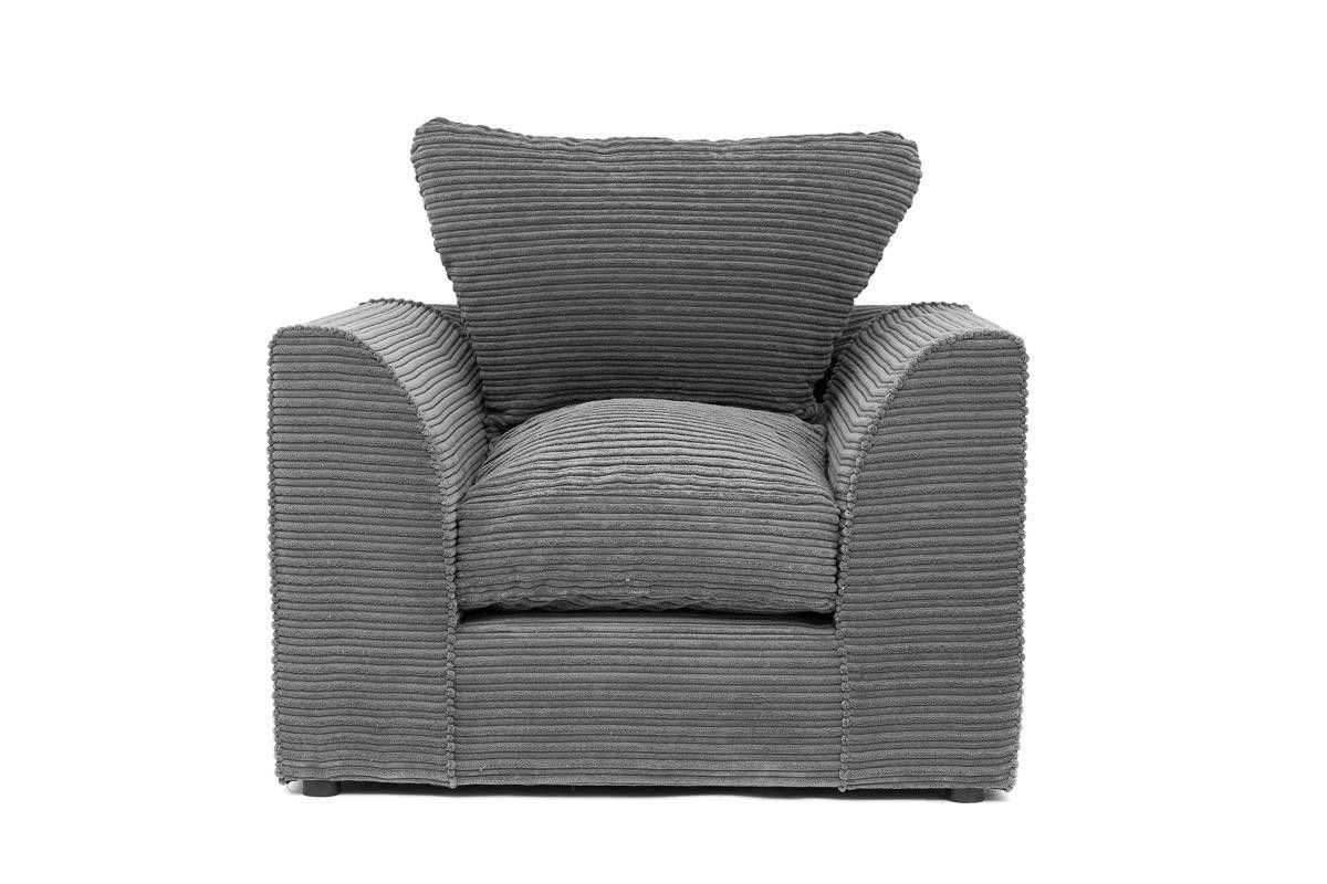 Harley Jumbo Cord Grey Armchair - Sofa Central