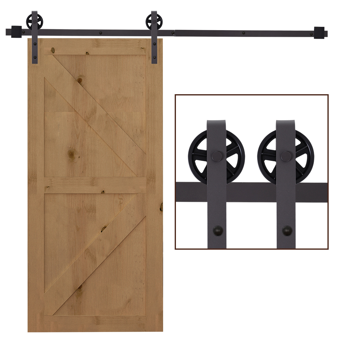 Modern Sliding Barn Door Closet Hardware Track Kit Track System Unit for Single Wooden Door 6FT/1830mm - Life Essentials