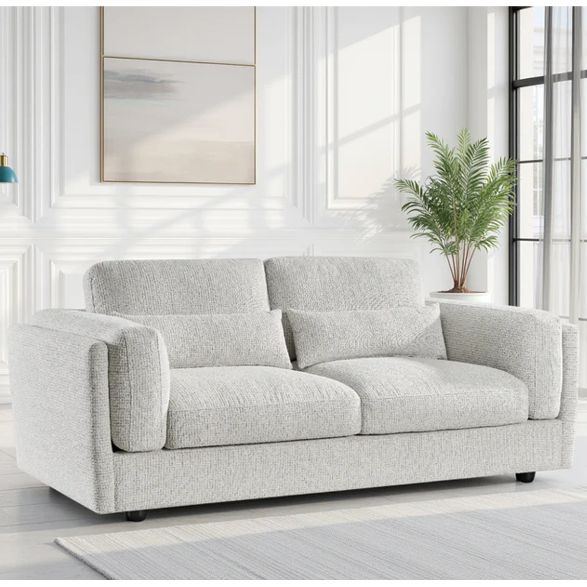 HAVERIO Fabric 3 Seater Sofa - Beige - Sofa So Good