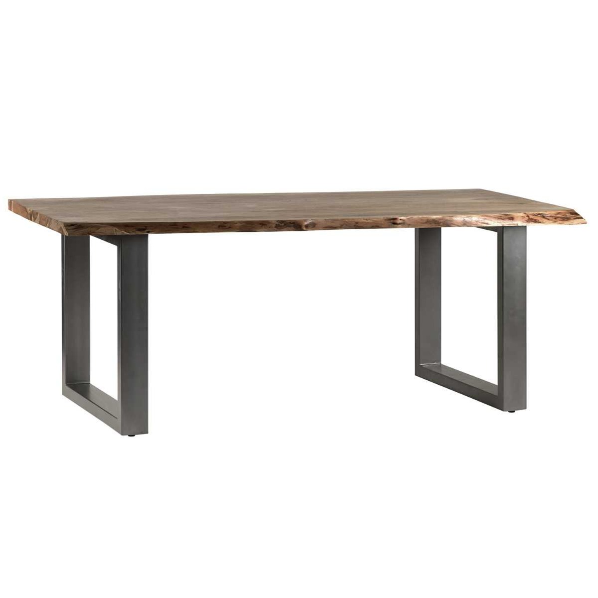 Maureen Black Metal Frame Solid Acacia Wood Large Dining Table - Elfrida Interiors