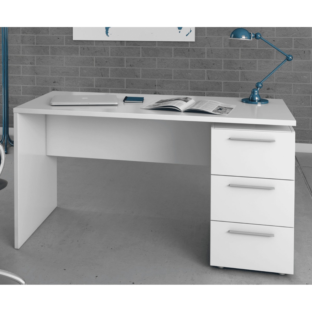 Office Computer Desk with 3 Drawers - White - Dalton Home