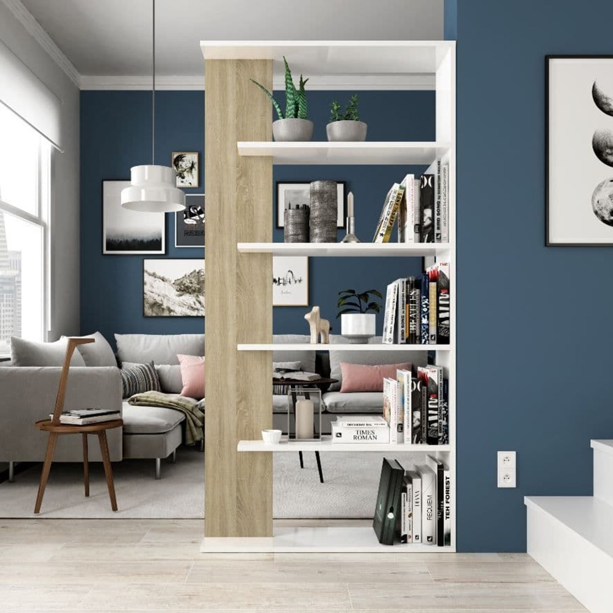 Versatile Design Oak Effect Bookcase - White - Dalton Home