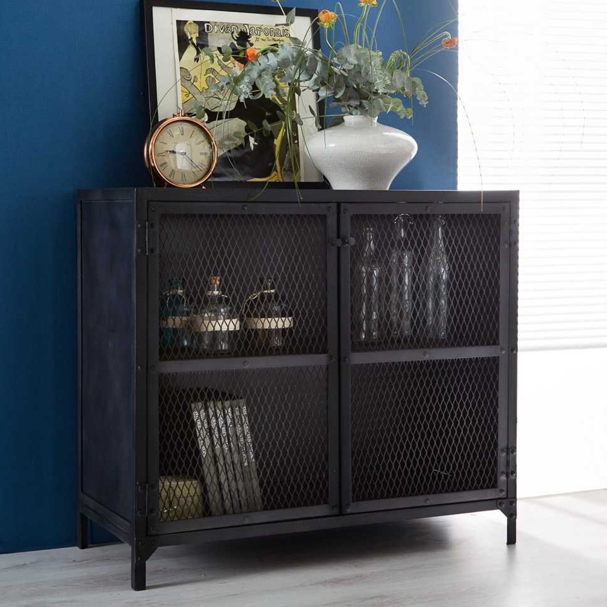 Manley Reclaimed Iron Small Sideboard with 2 Door - Elfrida Interiors