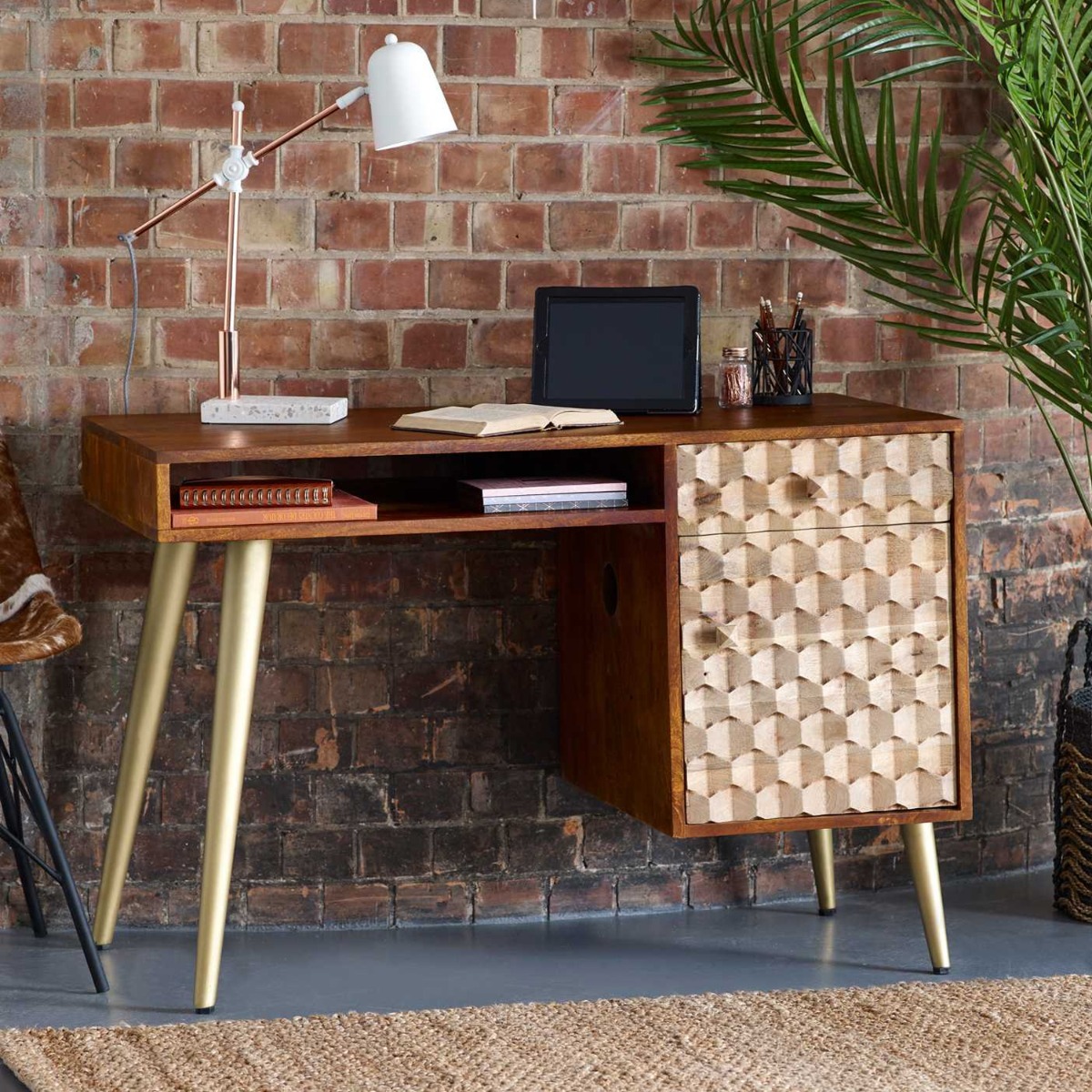 Nicklin Scandinavian Style Legs Computer Desk with Door and Drawer - Elfrida Interiors