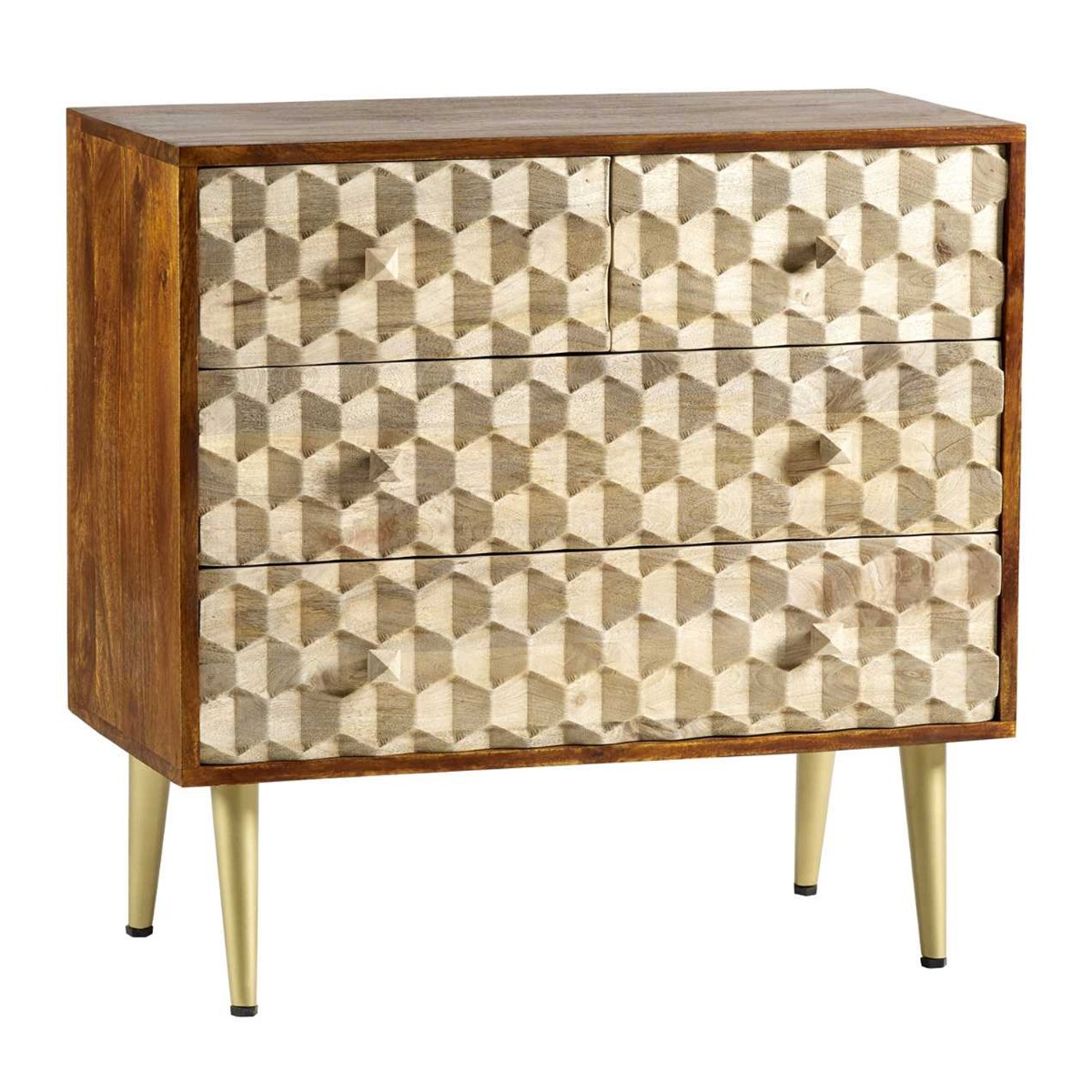 ELSPETH Natural Finish Chest of Drawers - Medium-sized, 4 Drawers, Ready Assembled - Elfrida Interiors