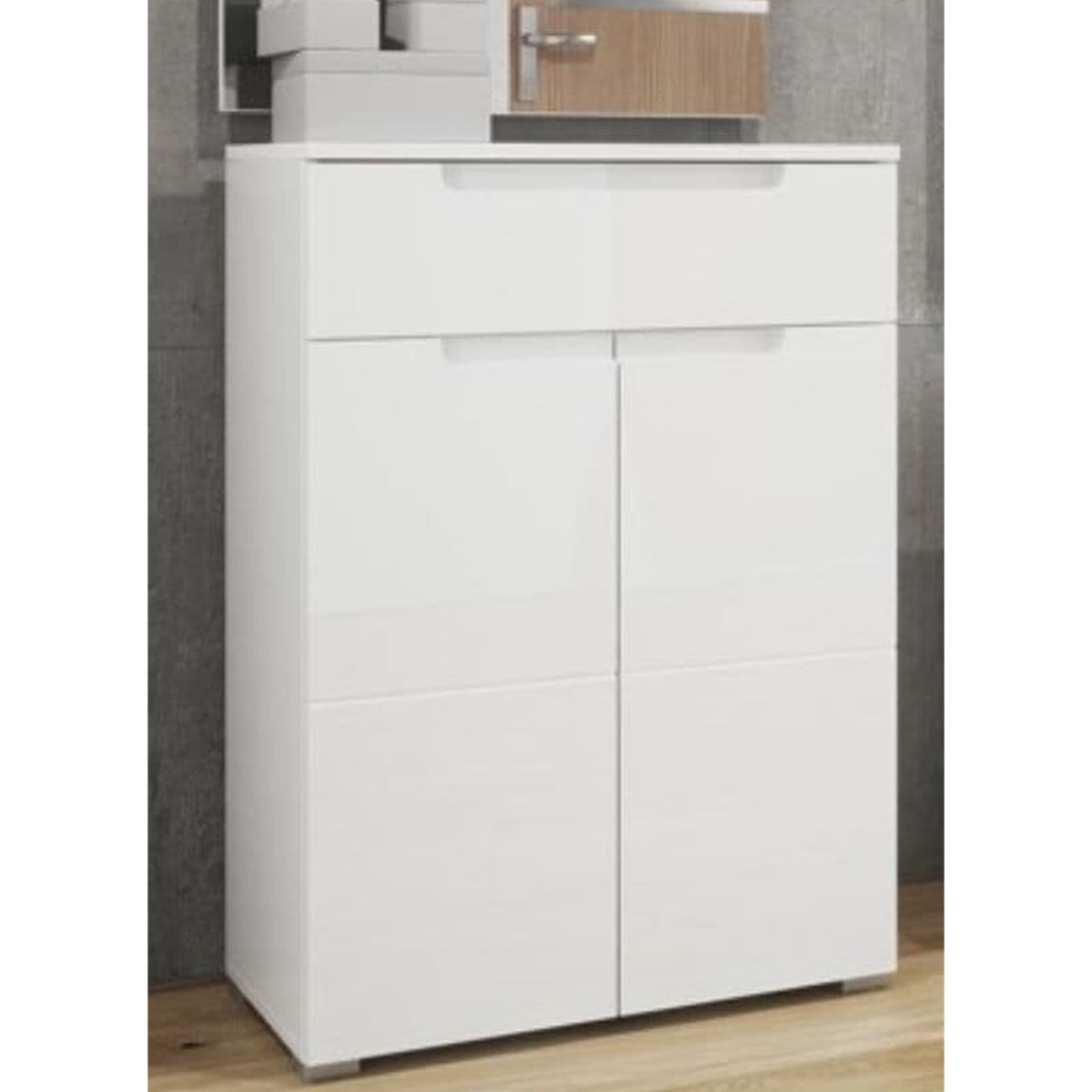 Viktoria High Gloss Tall Sideboard with 2 Doors and Drawer- White - Dalton Home