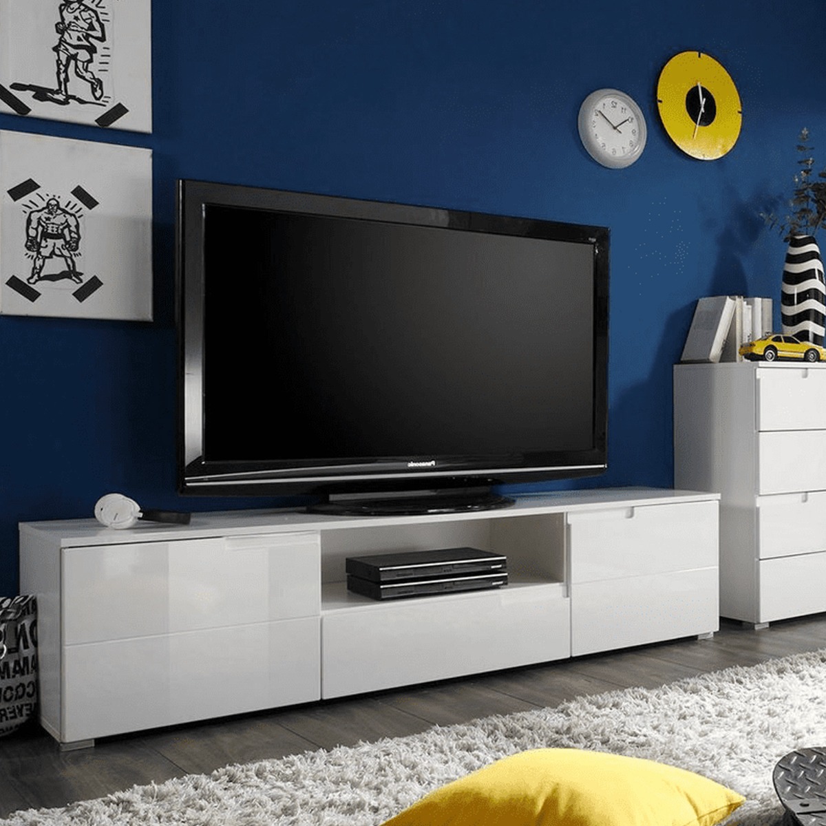 Viktoria High Gloss TV Cabinet - White - Dalton Home