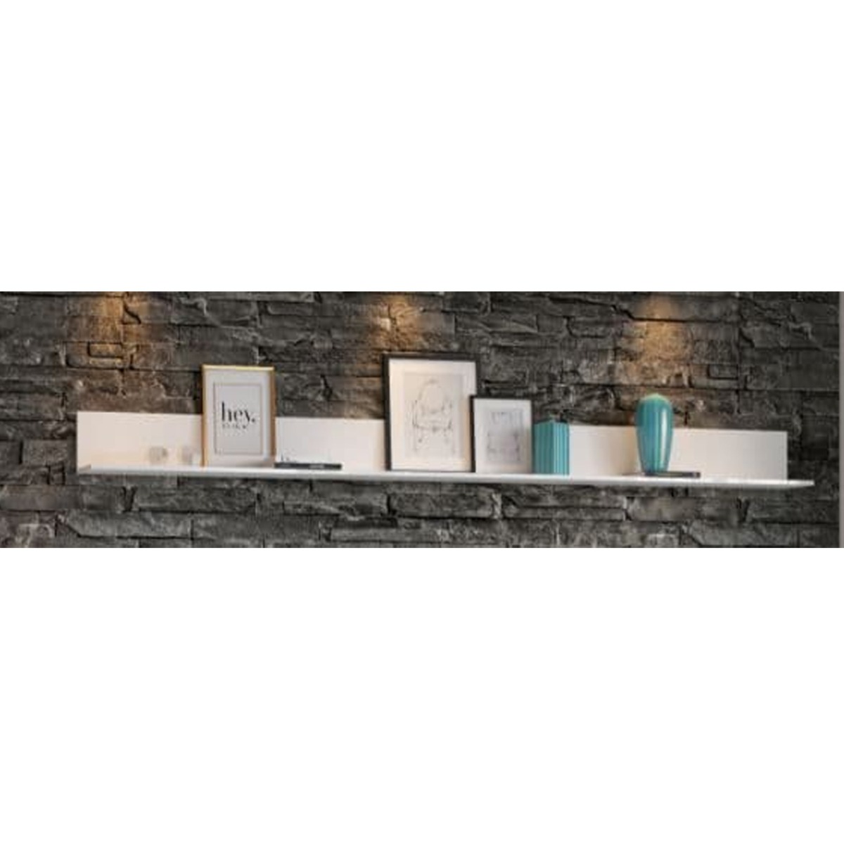 Viktoria High Gloss Long Floating Wall Shelf - White - Dalton Home