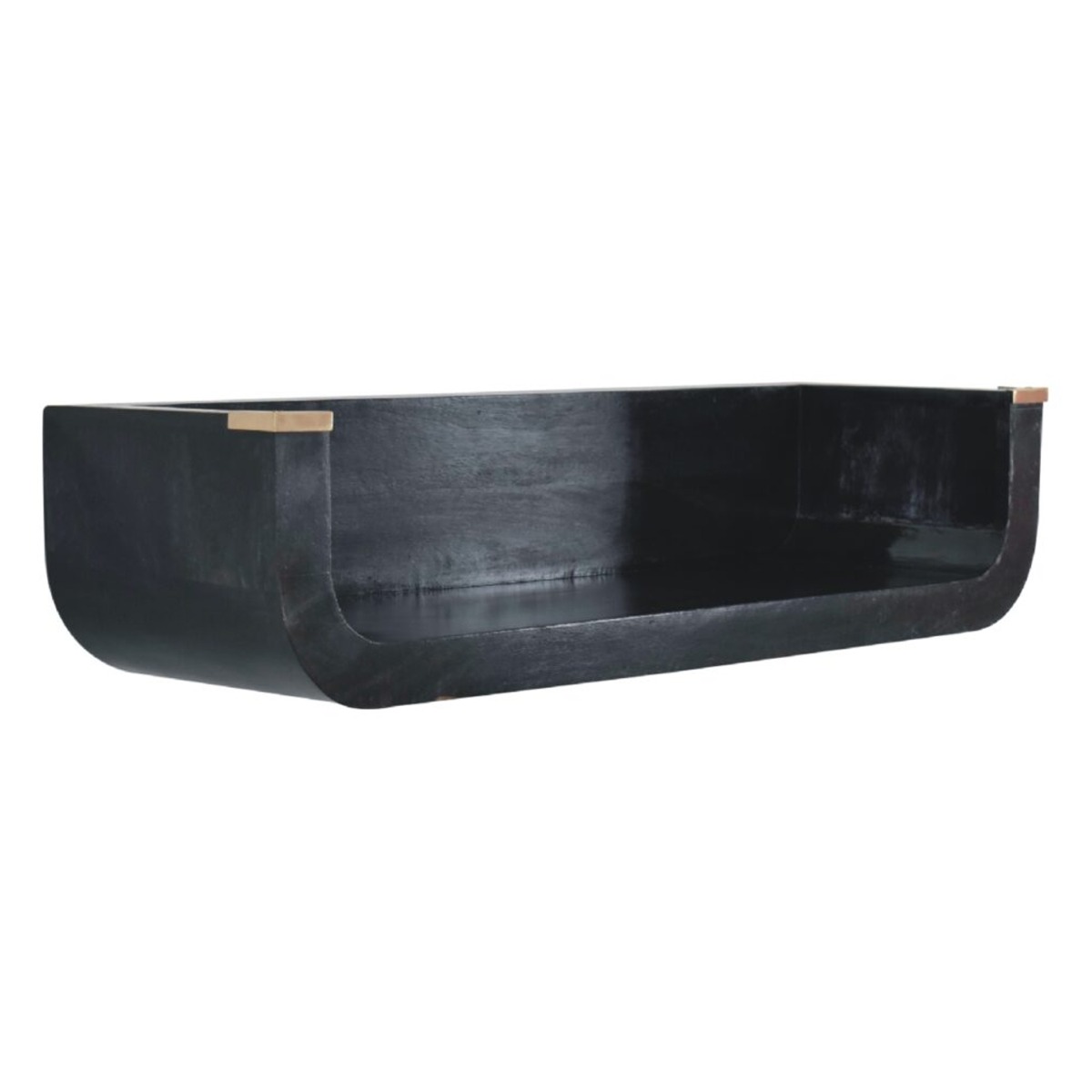 Wall Mounted Mango Wood Console Table with Open Slot and Rounded Edges - Ash Black - Beasley & Sons