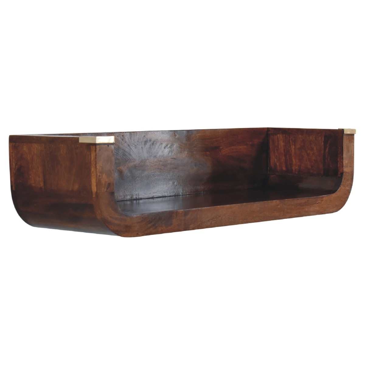 Wall Mounted Mango Wood Console Table with Open Slot and Rounded Edges - Beasley & Sons
