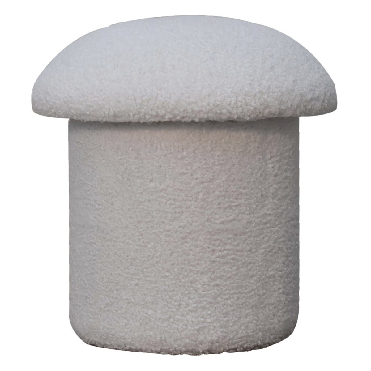 Snow White Boucle Upholstered Mushroom Stool with Sturdy Base - Beasley & Sons