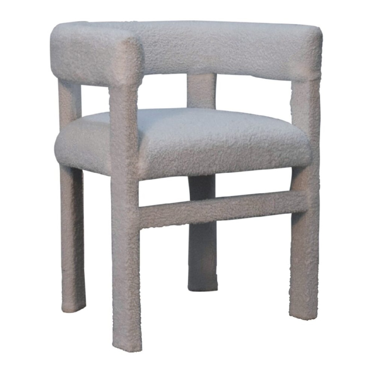 Sturdy Design Classy Occasional Chair with Snow White Boucle Fabric - Beasley & Sons