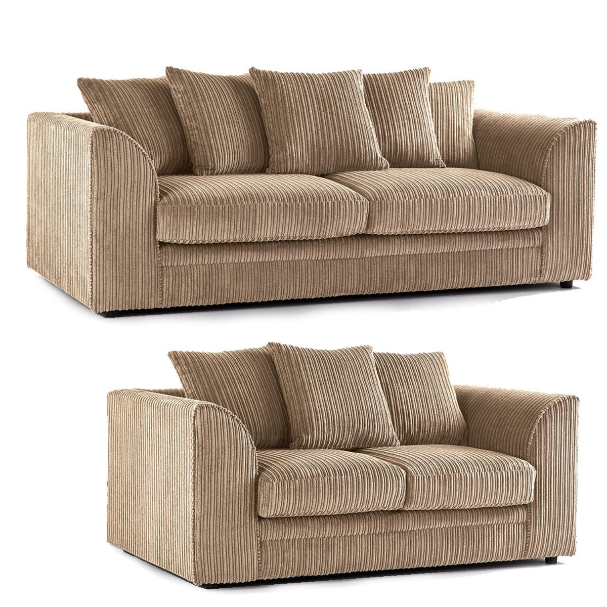 Oxford Scatter Back Full Jumbo Cord Sofa Set – Coffee and Other Colours - Home Done