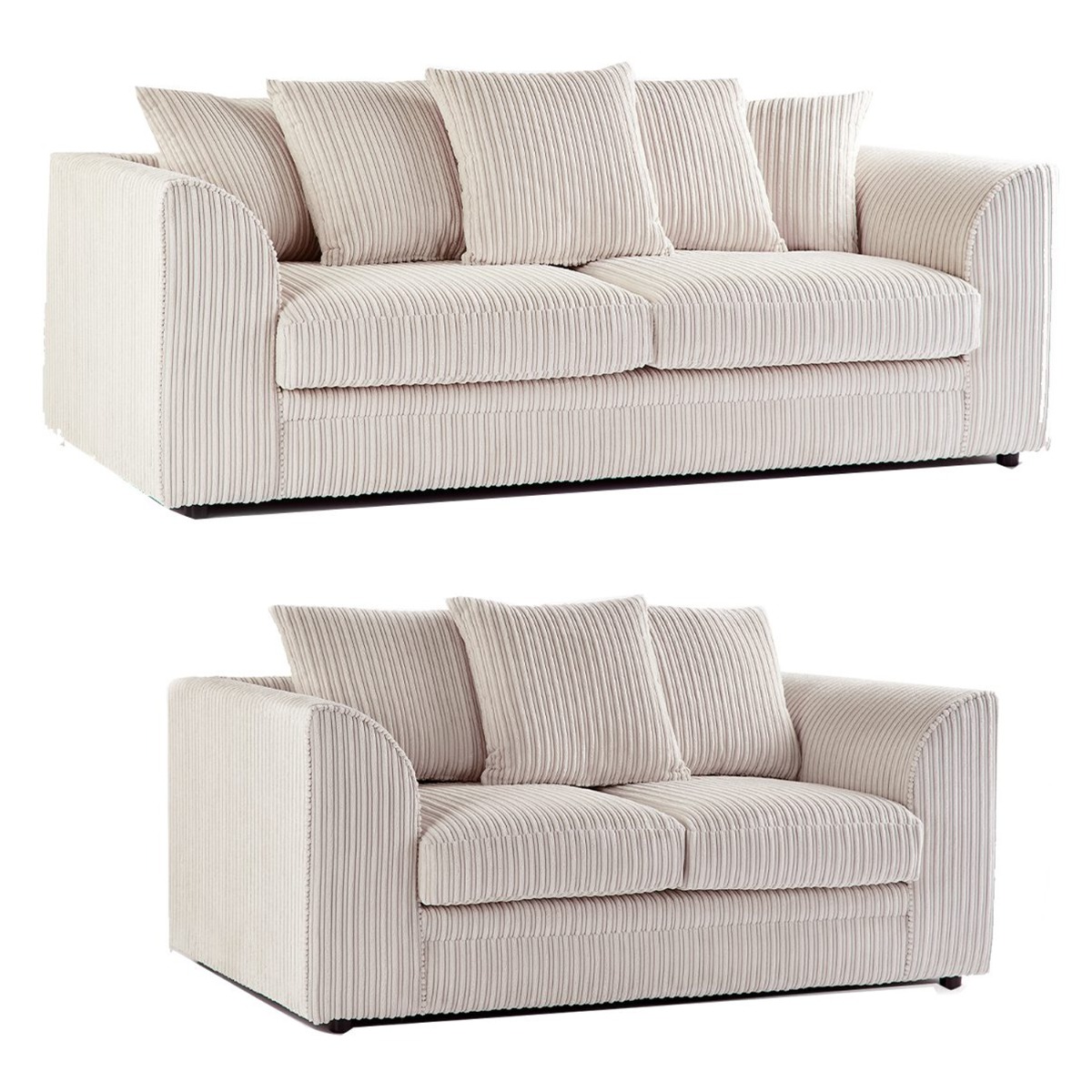 Oxford Scatter Back Full Jumbo Cord Sofa Set – Cream and Other Colours - Home Done