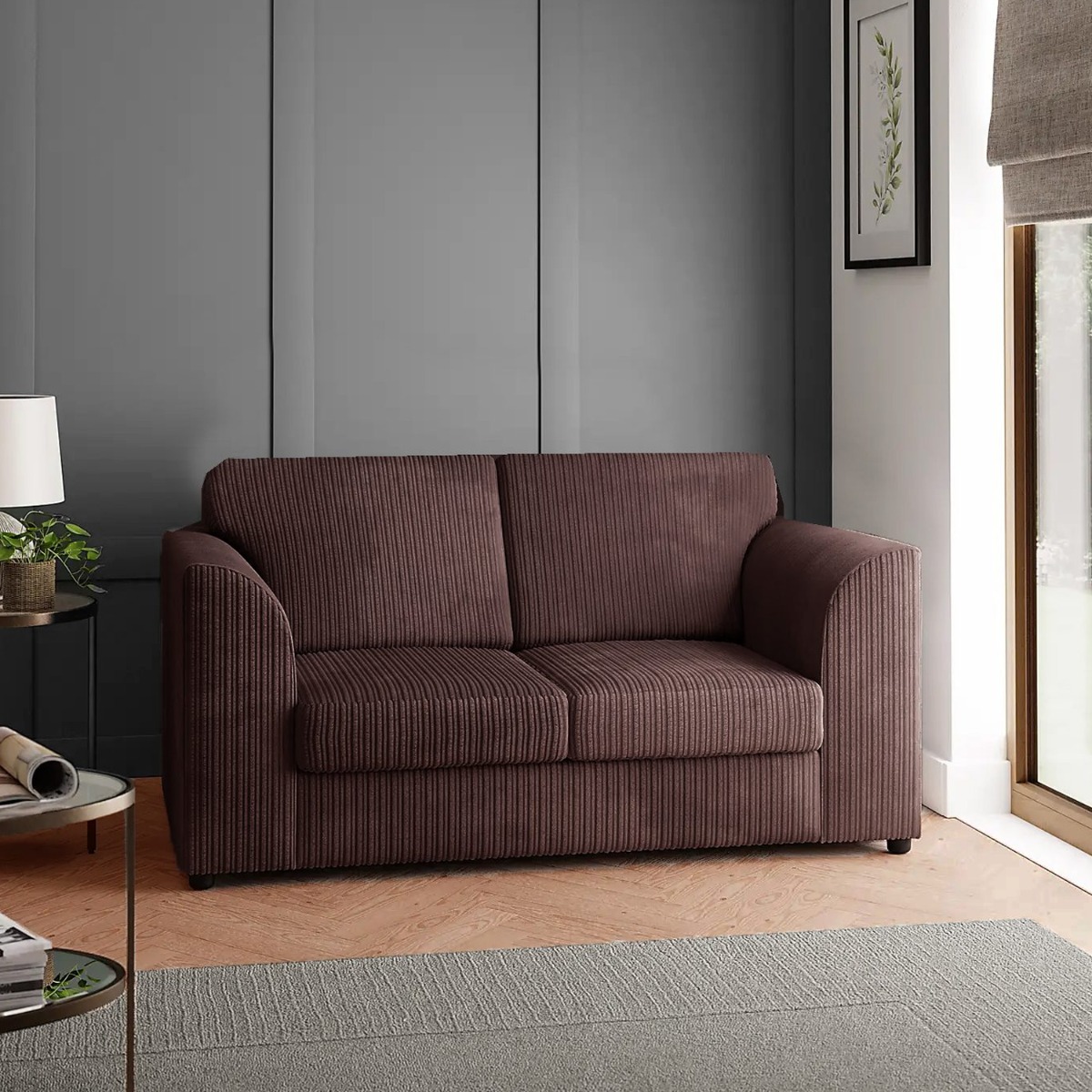 Oxford Luxury Fullback Jumbo Cord 2 Seater Sofa - Chocolate Brown and Other Colours - Home Done