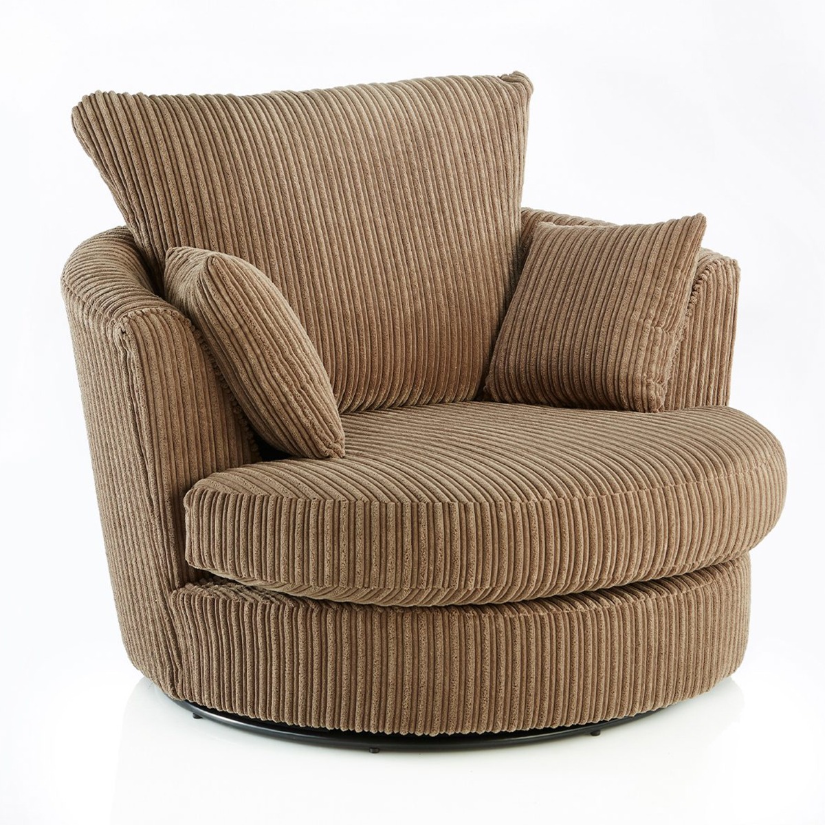 Oxford Luxury Fullback Jumbo Cord Swivel Chair - Coffee and Other Colours - Home Done