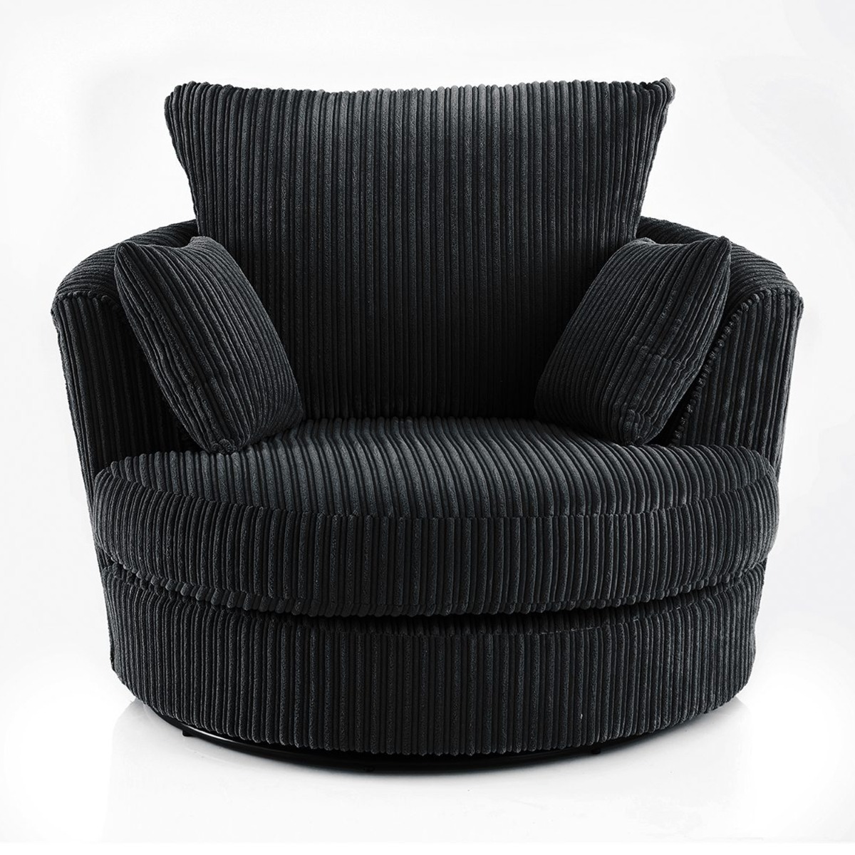OXFORD Jumbo Cord Swivel Chair - Black - Home Done