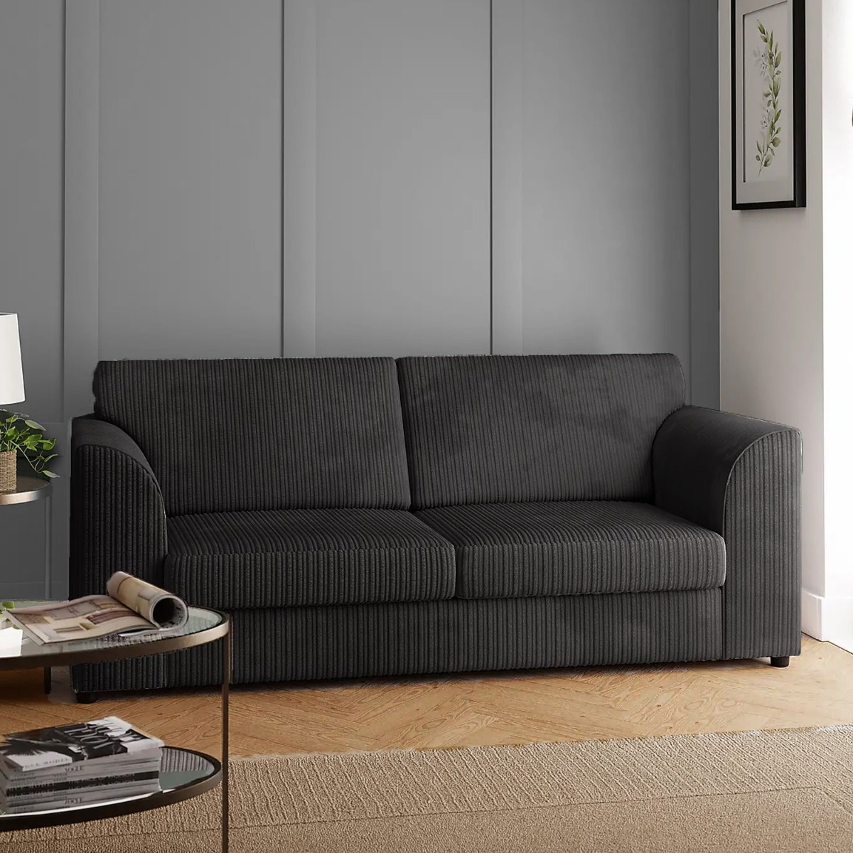 Oxford Luxury Fullback Jumbo Cord 3 Seater Sofa - Black and Other Colours - Home Done