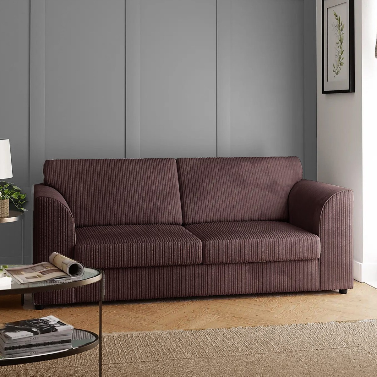 Oxford Luxury Fullback Jumbo Cord 3 Seater Sofa - Chocolate Brown and Other Colours - Home Done