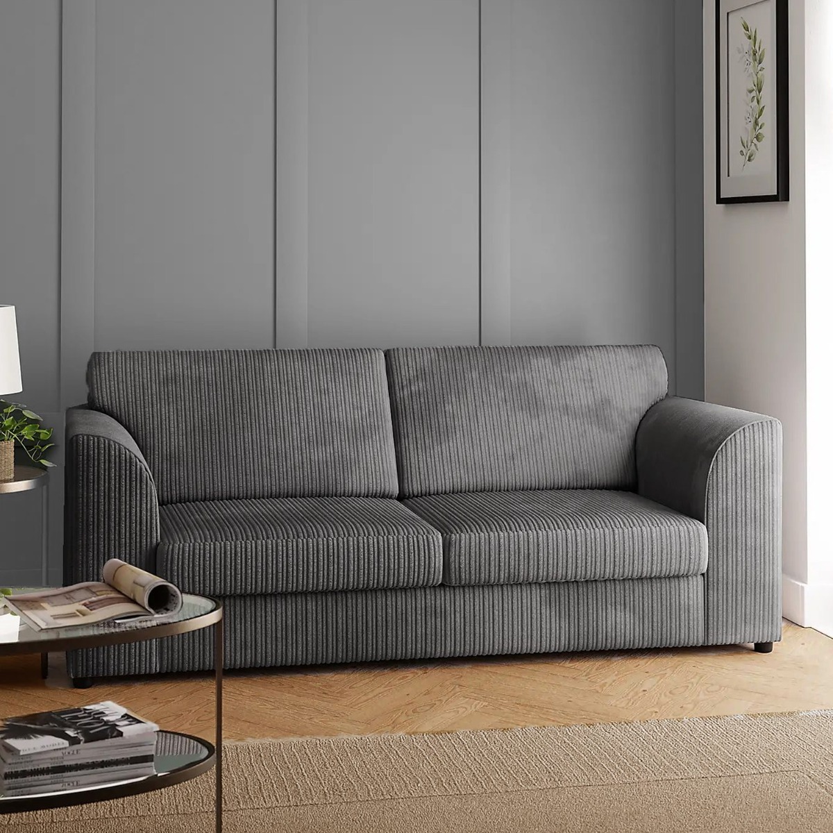 Oxford Luxury Fullback Jumbo Cord 3 Seater Sofa - Grey and Other Colours - Home Done