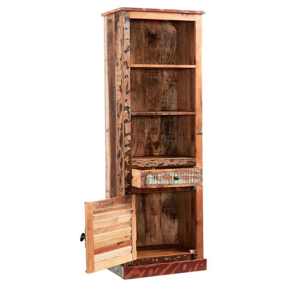 Louise Solid Wood Narrow Bookcase With Door and Drawer - Elfrida Interiors