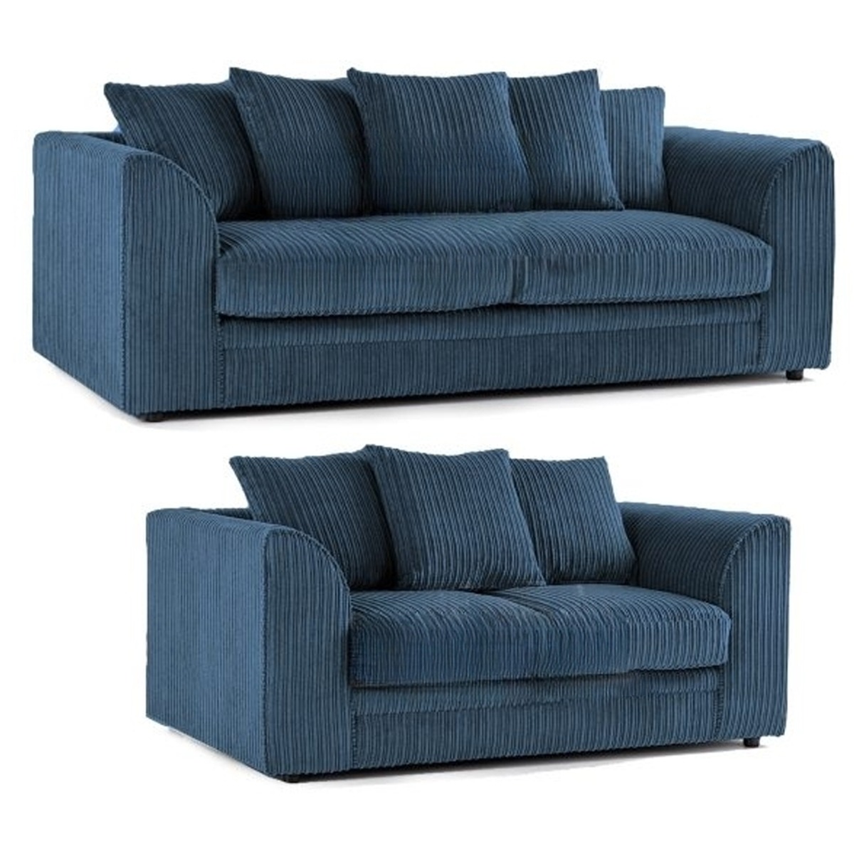 Colourful Oxford Jumbo Cord Scatterback Design 3 Seater and 2 Seater Sofa Set - Blue and Other Colours - Home Done