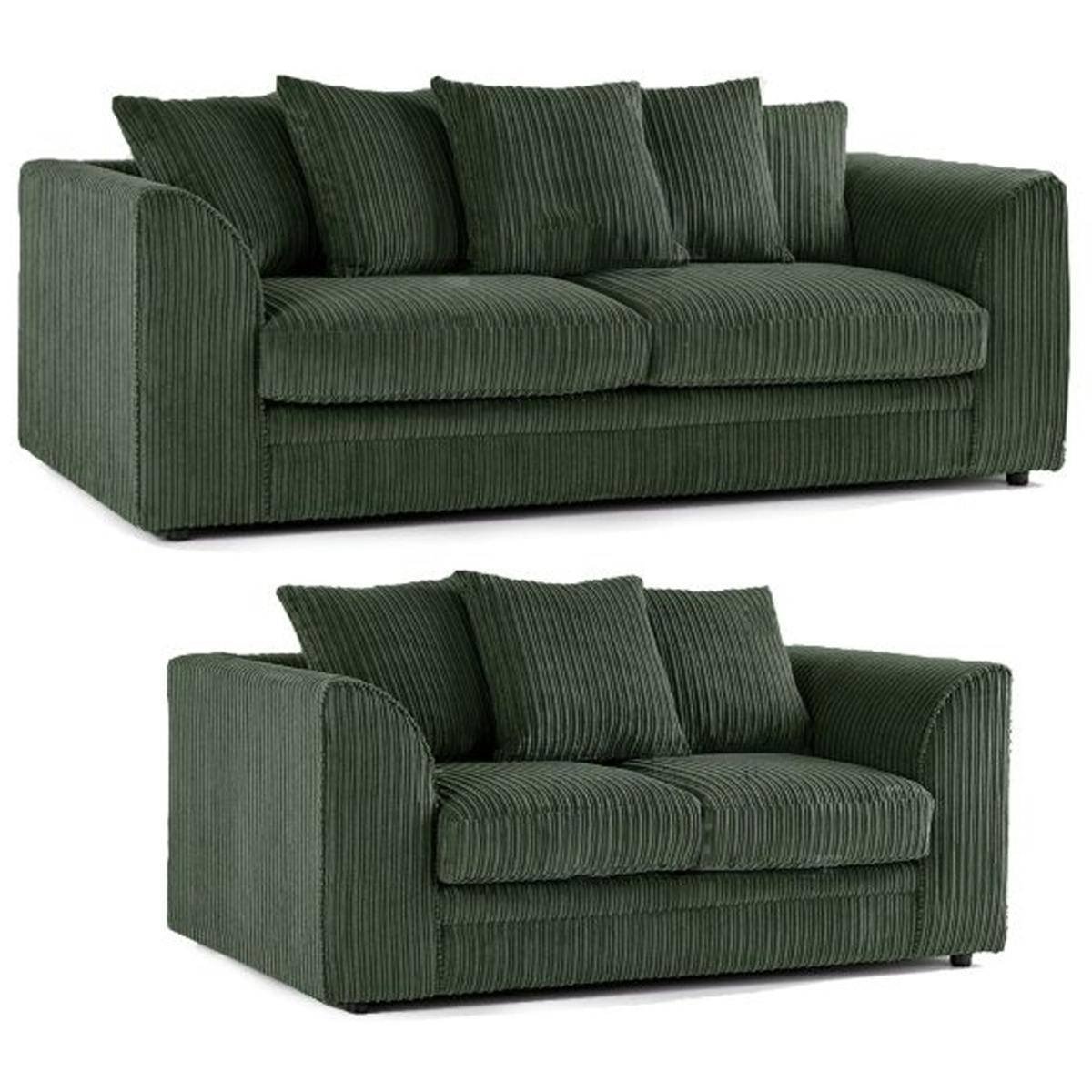 Colourful Oxford Jumbo Cord Scatterback Design 3 Seater and 2 Seater Sofa Set - Green and Other Colours - Home Done