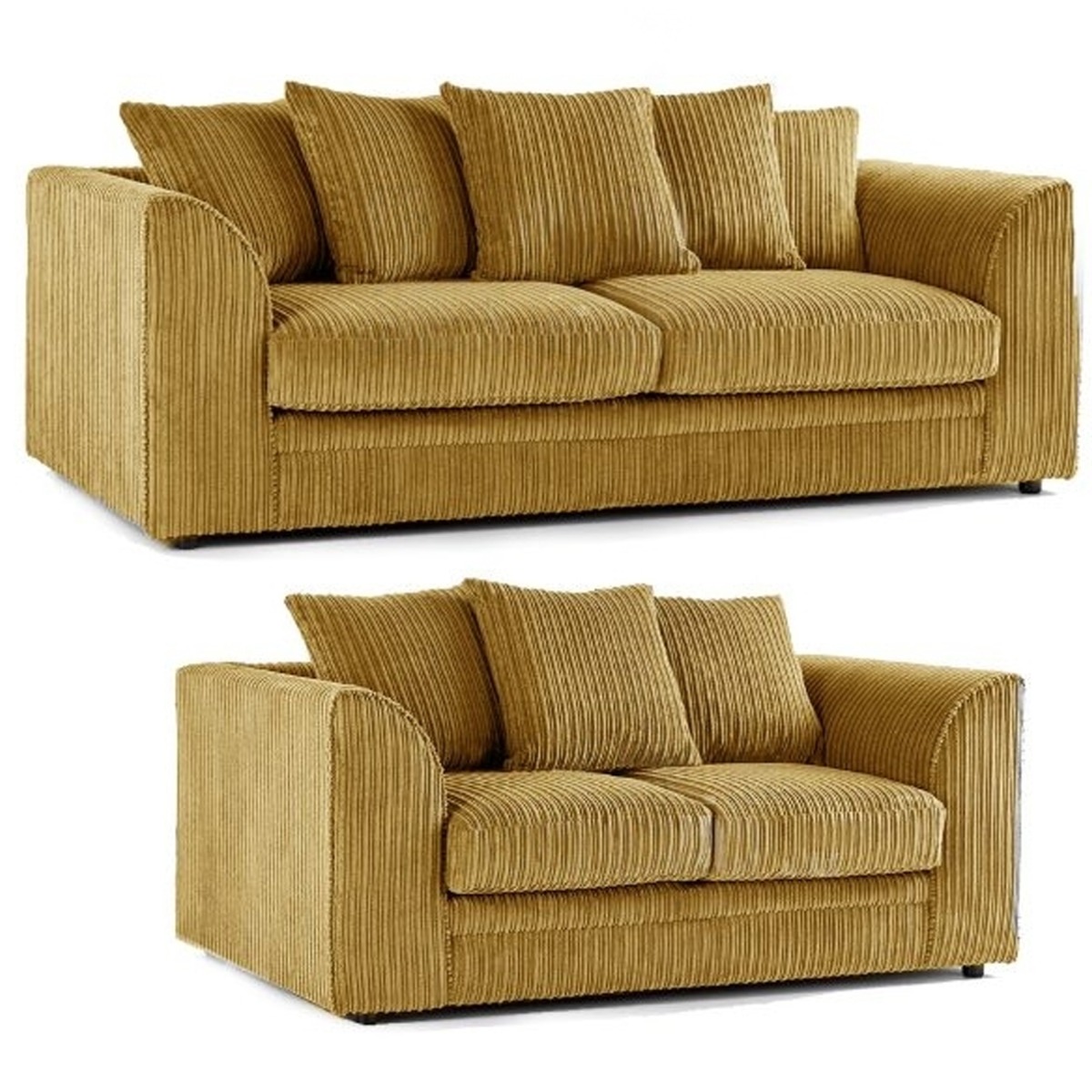 Colourful Oxford Jumbo Cord Scatterback Design 3 Seater and 2 Seater Sofa Set - Mustard and Other Colours - Home Done