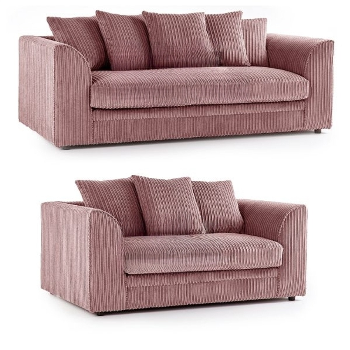 Colourful Oxford Jumbo Cord Scatterback Design 3 Seater and 2 Seater Sofa Set - Pink and Other Colours - Home Done