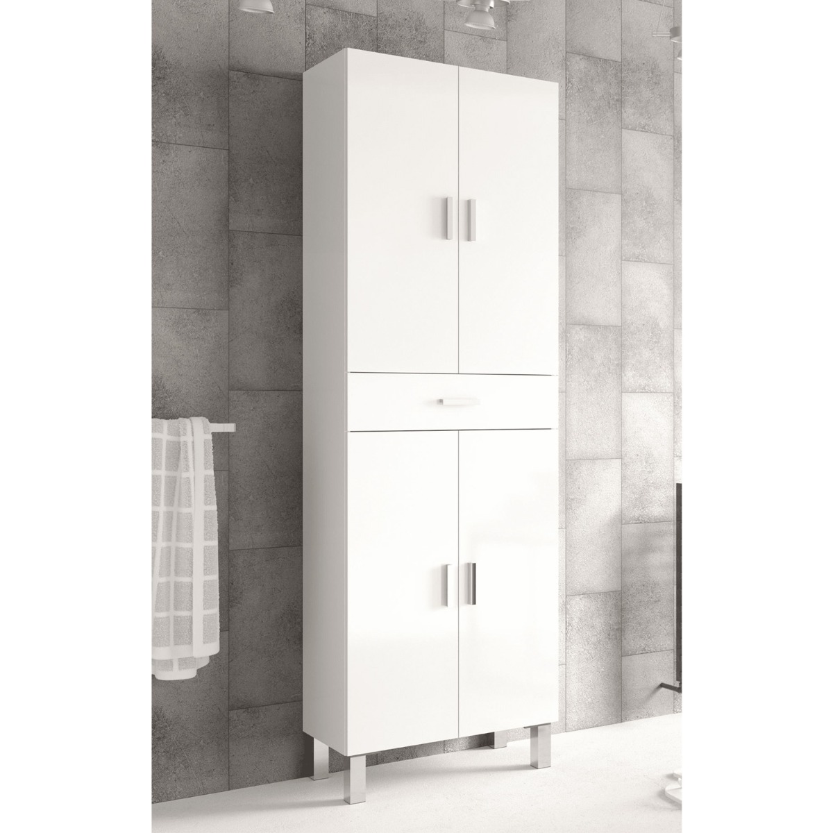 Versatile Style 4 Door Tall Bathroom Cabinet with Drawer - White - Dalton Home