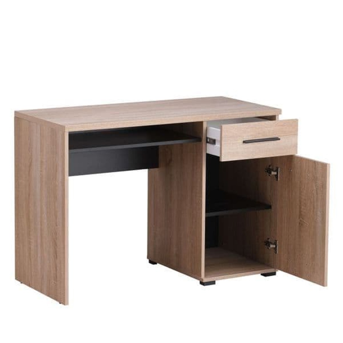 Classic Design Sonoma Oak Effect Computer Desk with Black Accents - Dalton Home