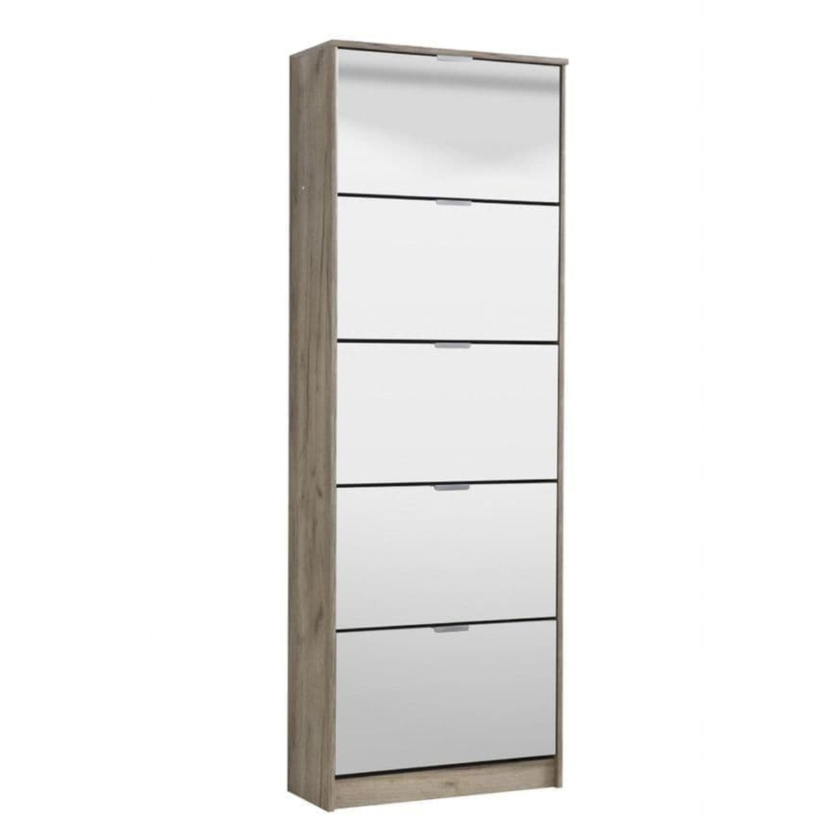 James Mirrored 5 Drawer Shoe Cabinet - Oak Effect - Dalton Home