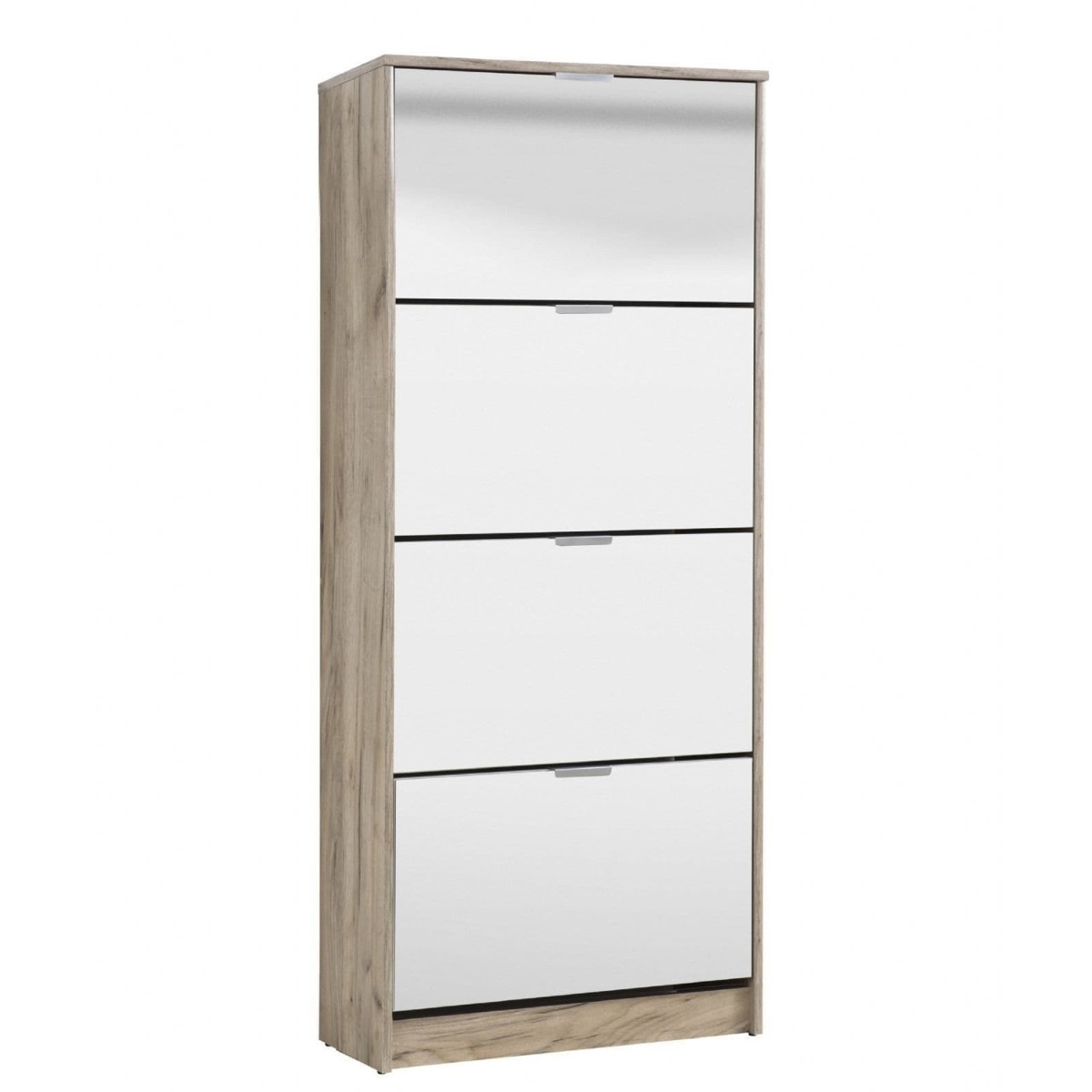 James Mirrored 4 Drawer Tall Shoe Cabinet - Oak Effect - Dalton Home