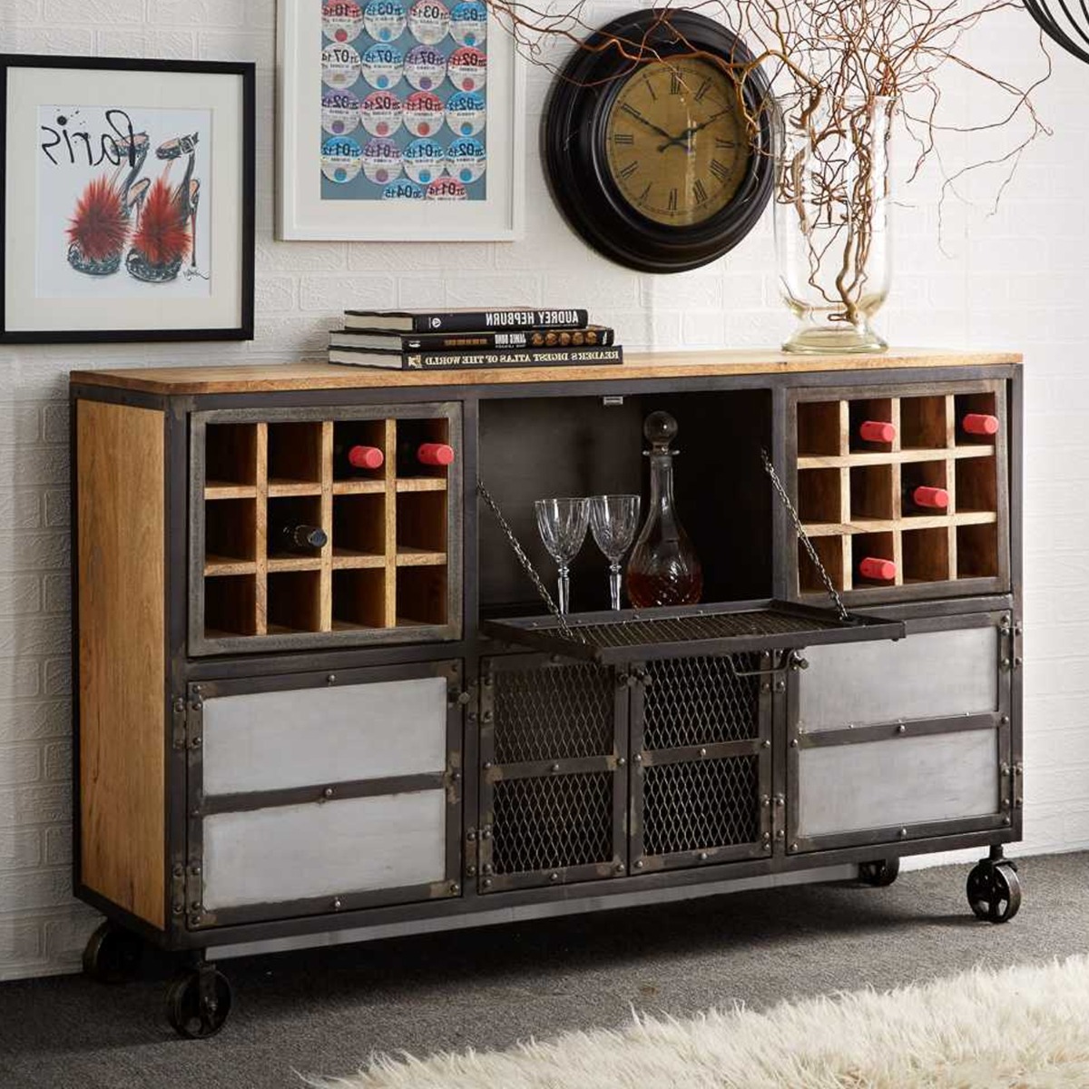 Lawson Classic Design Movable Wine Cabinet - Elfrida Interiors