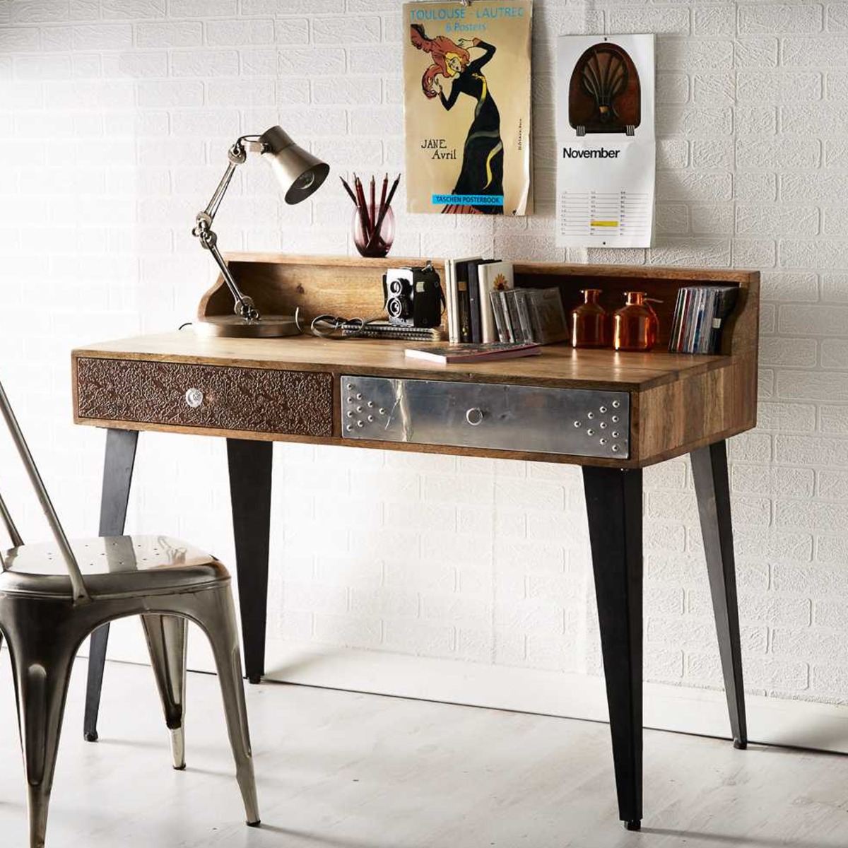 Howell Solid Wood Computer Desk with 2 Drawer - Elfrida Interiors