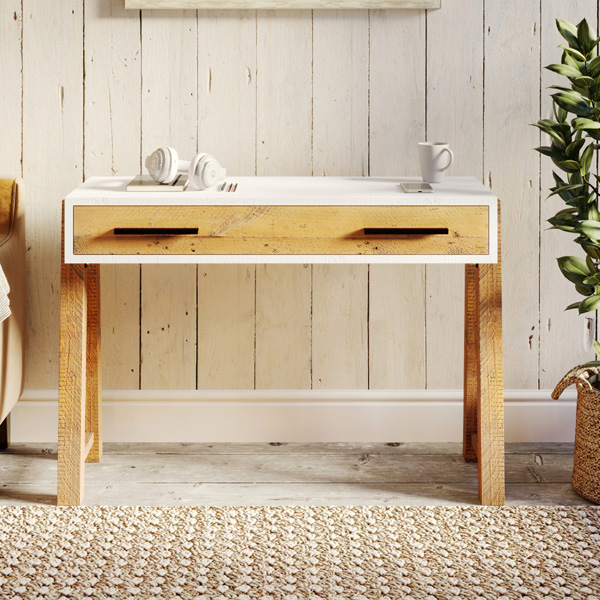 Becky Scandic Theme Reclaimed Wood Computer Table with Drawer - Vantage Point