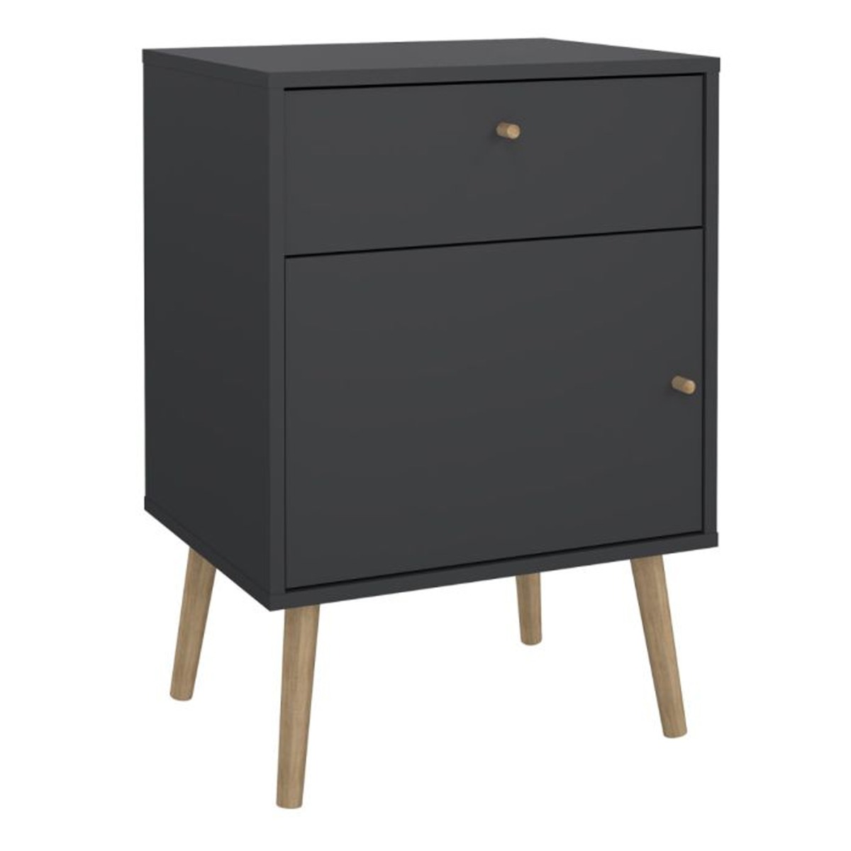 Bedside Table - LYNZIE Nightstand Dark Grey 50.2cm - Rosalind Collection