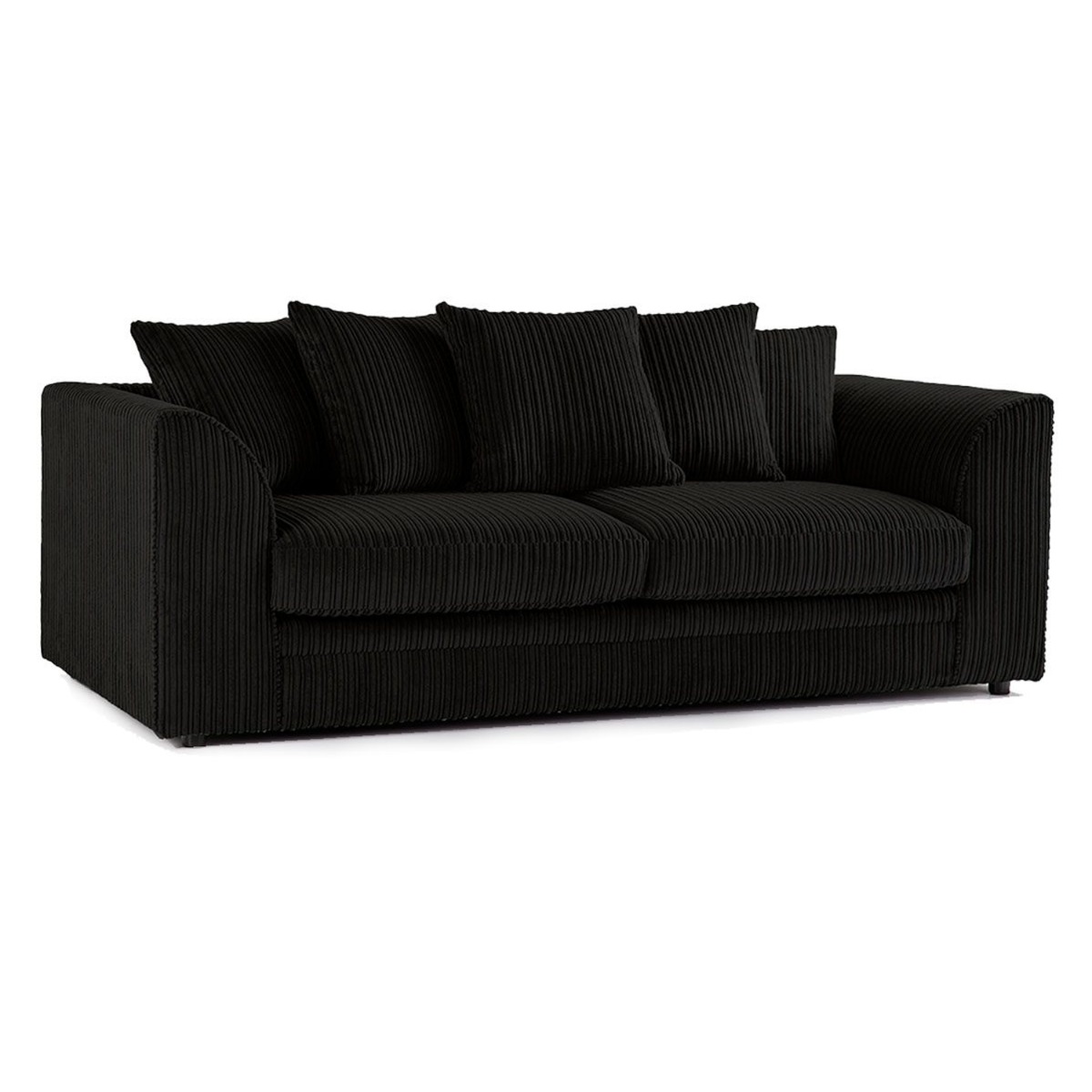 Oxford Scatter Back Full Jumbo Cord 3 Seater Sofa – Black and Other Colours - Home Done