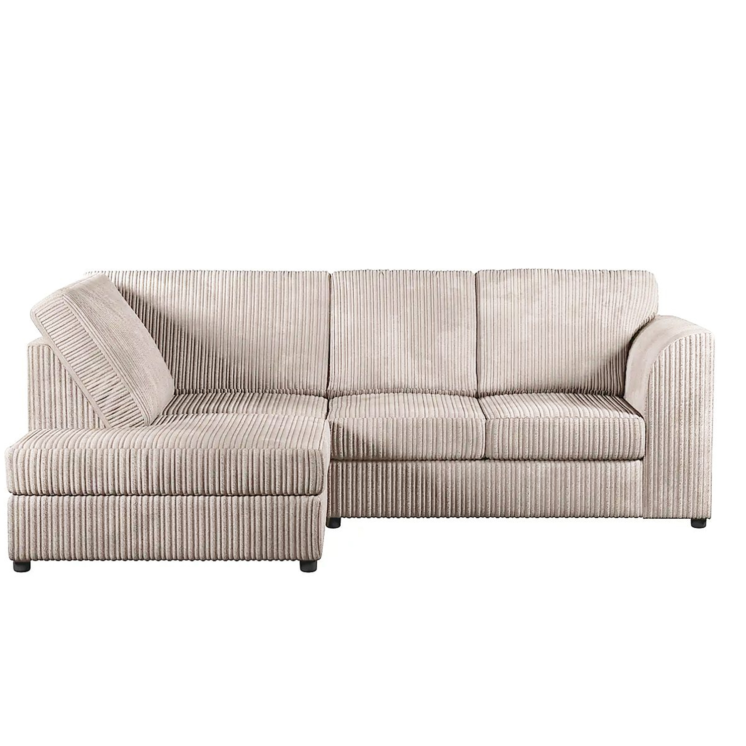 BLAKE Jumbo Cord 4 Seater L Shaped Fullback Corner Sofa - Cream, Left Hand Facing - Home Done
