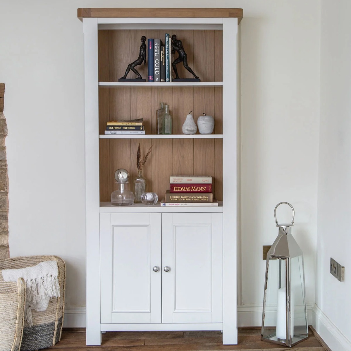 Chunky Oak Large Bookcase with Adjustable Shelves - White - Kettle Homes