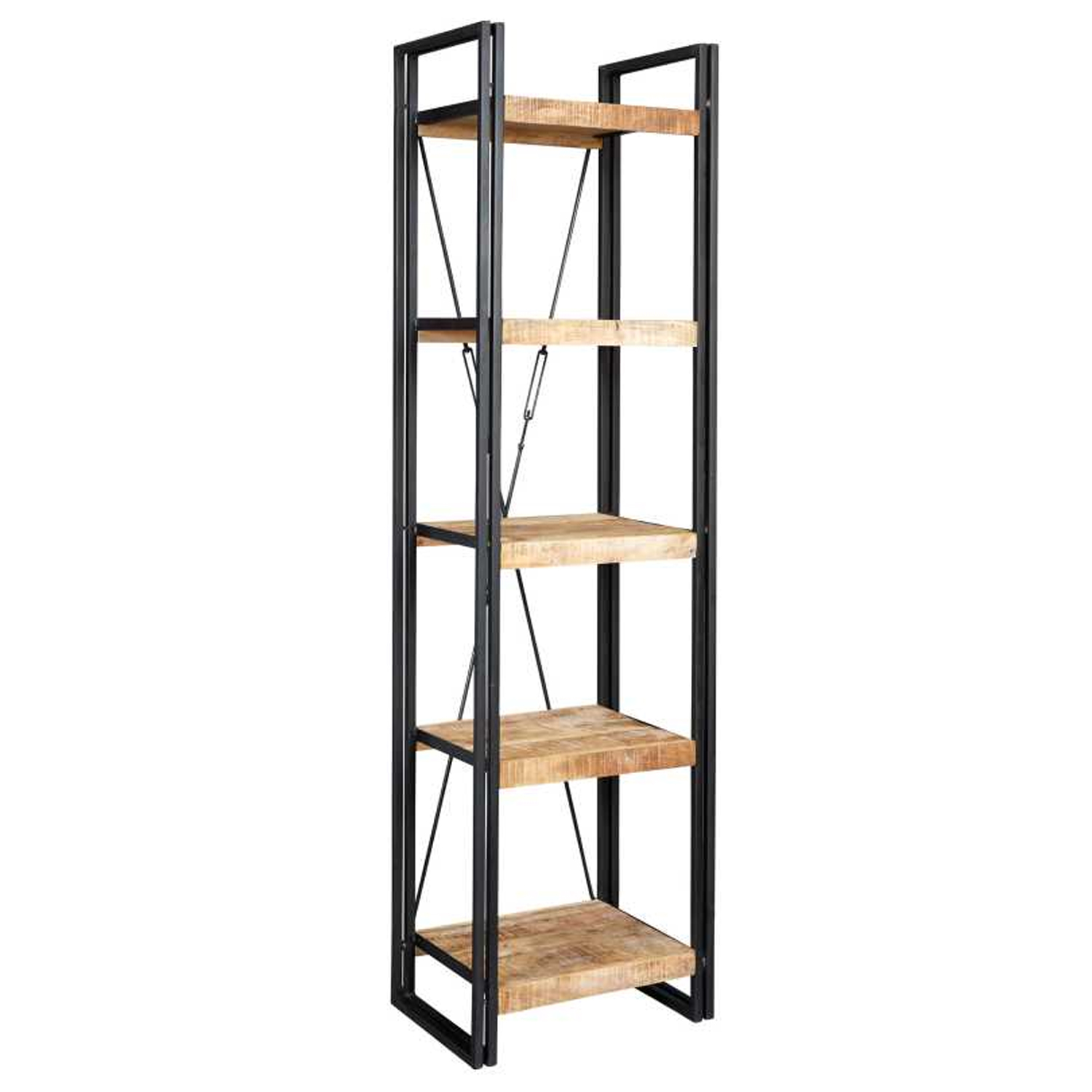 Michelle Industrial Style Industrial Slim Open Bookcase - Natural Hardwood - Elfrida Interiors