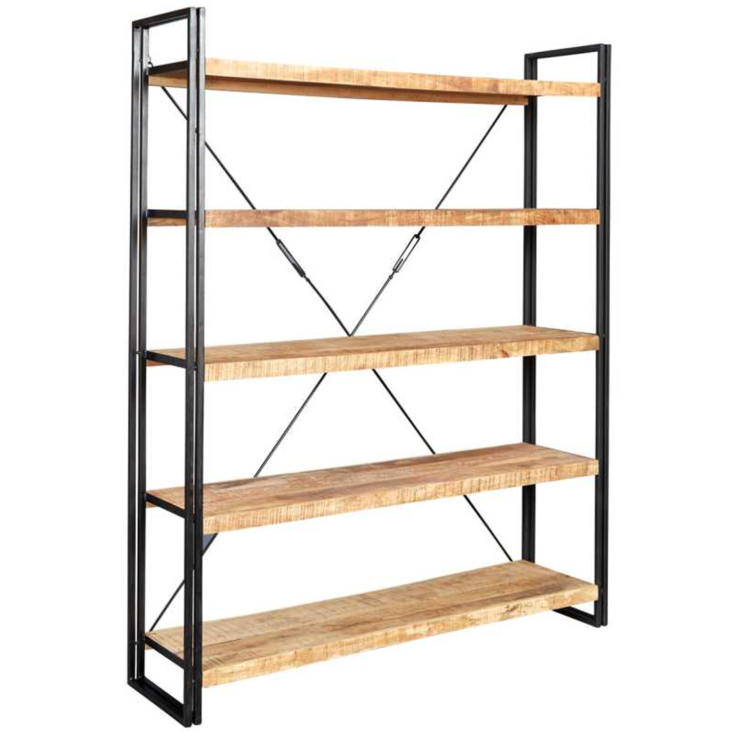 Michelle Industrial Style Industrial Large Open Bookcase - Natural Hardwood - Elfrida Interiors