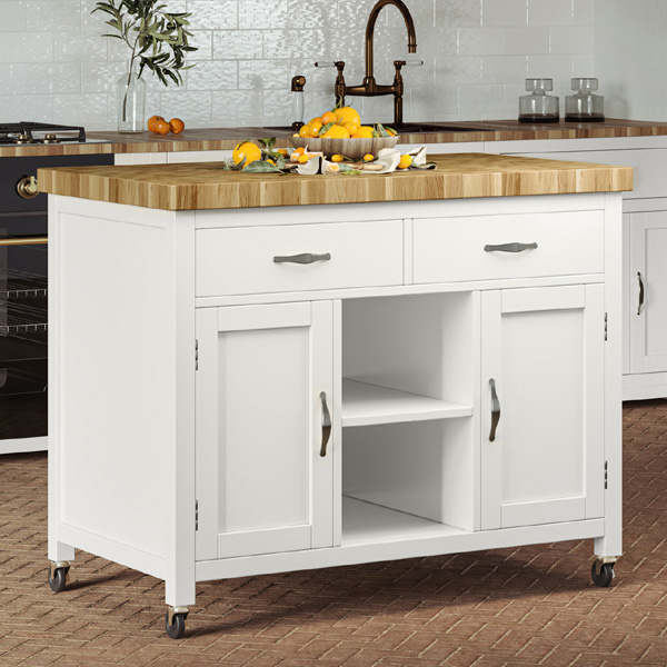 Briley Kitchen Island with Butchers Block - White - Vantage Point