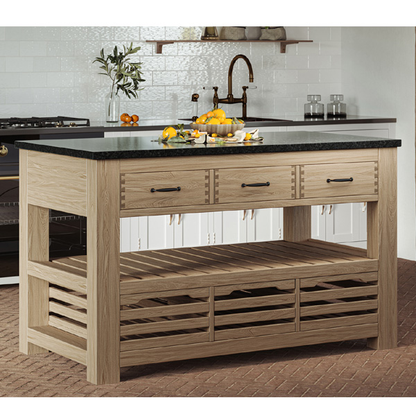 Premium Black Granite Kitchen Island with Exposed Dovetail Three Drawers - Vantage Point