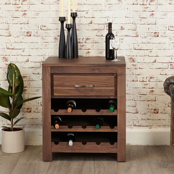 Classic Design Single Drawer Wine Rack - Walnut - Vantage Point